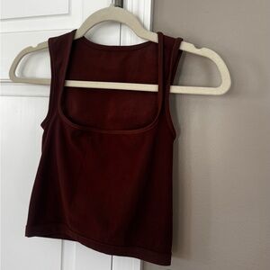 Sleeveless Square Neck Tank Top - Deep Burgundy
